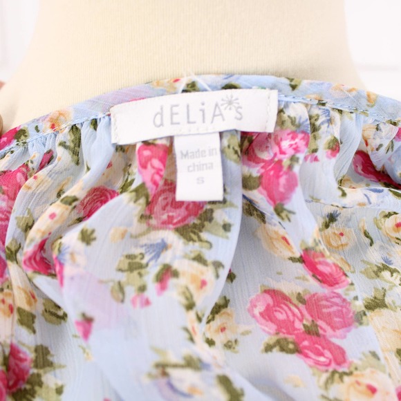 dELiA*s Floral Front Tie Puff Sleeve Blouse - Picture 6 of 6